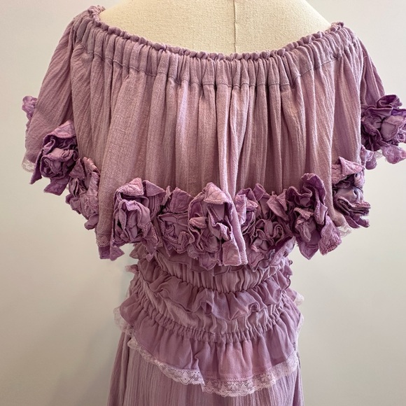 Worn Once Fillyboo Free People Seychelles Mini Dress Ruffle Lace Purple - Picture 7 of 10